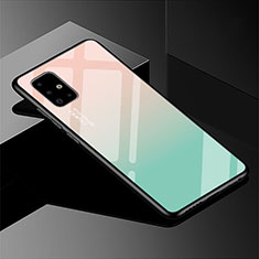 Carcasa Bumper Funda Silicona Espejo Gradiente Arco iris para Samsung Galaxy A51 5G Cian