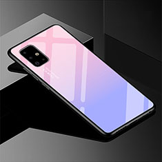 Carcasa Bumper Funda Silicona Espejo Gradiente Arco iris para Samsung Galaxy A51 5G Rosa