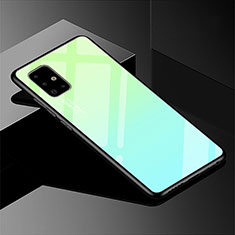 Carcasa Bumper Funda Silicona Espejo Gradiente Arco iris para Samsung Galaxy A51 5G Verde