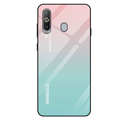 Carcasa Bumper Funda Silicona Espejo Gradiente Arco iris para Samsung Galaxy A8s SM-G8870 Cian