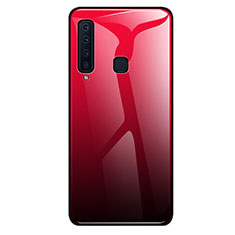 Carcasa Bumper Funda Silicona Espejo Gradiente Arco iris para Samsung Galaxy A9s Rojo