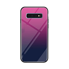 Carcasa Bumper Funda Silicona Espejo Gradiente Arco iris para Samsung Galaxy S10 Morado