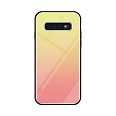 Carcasa Bumper Funda Silicona Espejo Gradiente Arco iris para Samsung Galaxy S10 Plus Amarillo