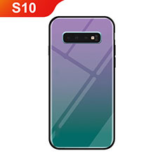 Carcasa Bumper Funda Silicona Espejo Gradiente Arco iris para Samsung Galaxy S10 Verde