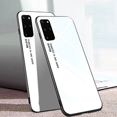 Carcasa Bumper Funda Silicona Espejo Gradiente Arco iris para Samsung Galaxy S20 Plus Blanco