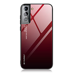 Carcasa Bumper Funda Silicona Espejo Gradiente Arco iris para Samsung Galaxy S21 5G Rojo