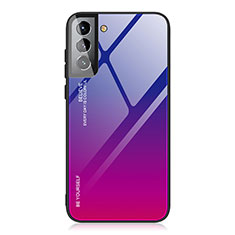 Carcasa Bumper Funda Silicona Espejo Gradiente Arco iris para Samsung Galaxy S21 5G Rosa Roja