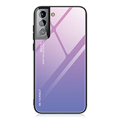 Carcasa Bumper Funda Silicona Espejo Gradiente Arco iris para Samsung Galaxy S21 FE 5G Purpura Claro