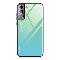 Carcasa Bumper Funda Silicona Espejo Gradiente Arco iris para Samsung Galaxy S22 5G Menta Verde