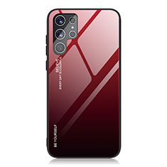 Carcasa Bumper Funda Silicona Espejo Gradiente Arco iris para Samsung Galaxy S22 Ultra 5G Rojo