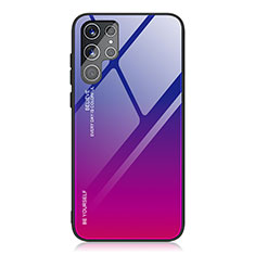 Carcasa Bumper Funda Silicona Espejo Gradiente Arco iris para Samsung Galaxy S23 Ultra 5G Rosa Roja
