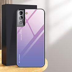 Carcasa Bumper Funda Silicona Espejo Gradiente Arco iris para Samsung Galaxy S24 5G Purpura Claro