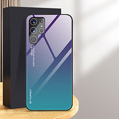 Carcasa Bumper Funda Silicona Espejo Gradiente Arco iris para Samsung Galaxy S24 Ultra 5G Morado
