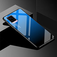 Carcasa Bumper Funda Silicona Espejo Gradiente Arco iris para Vivo V20 Pro 5G Azul