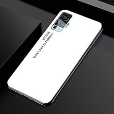 Carcasa Bumper Funda Silicona Espejo Gradiente Arco iris para Vivo X51 5G Blanco