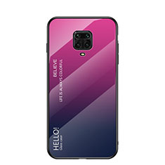 Carcasa Bumper Funda Silicona Espejo Gradiente Arco iris para Xiaomi Poco M2 Pro Rosa Roja