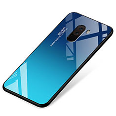 Carcasa Bumper Funda Silicona Espejo Gradiente Arco iris para Xiaomi Pocophone F1 Azul
