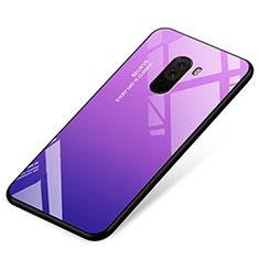 Carcasa Bumper Funda Silicona Espejo Gradiente Arco iris para Xiaomi Pocophone F1 Morado