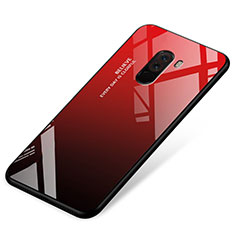 Carcasa Bumper Funda Silicona Espejo Gradiente Arco iris para Xiaomi Pocophone F1 Rojo