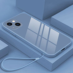 Carcasa Bumper Funda Silicona Espejo M03 para Apple iPhone 14 Plus Gris Lavanda