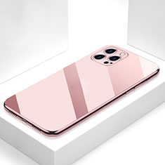 Carcasa Bumper Funda Silicona Espejo M05 para Apple iPhone 14 Pro Oro Rosa