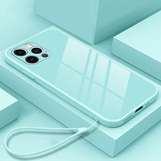 Carcasa Bumper Funda Silicona Espejo M09 para Apple iPhone 13 Pro Max Azul Cielo