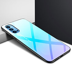 Carcasa Bumper Funda Silicona Espejo para Oppo Reno4 Pro 5G Azul Cielo