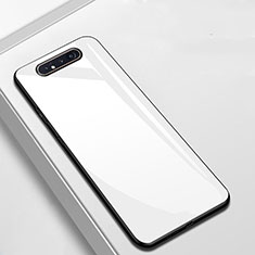 Carcasa Bumper Funda Silicona Espejo T02 para Samsung Galaxy A80 Blanco