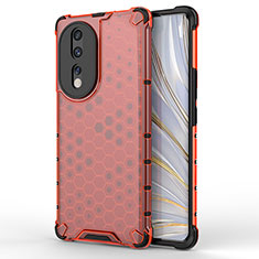 Carcasa Bumper Funda Silicona Transparente 360 Grados AM1 para Huawei Honor 80 5G Rojo