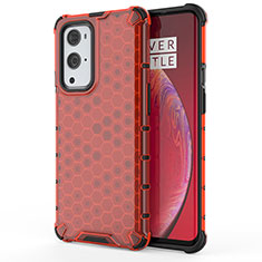 Carcasa Bumper Funda Silicona Transparente 360 Grados AM1 para OnePlus 9 Pro 5G Rojo
