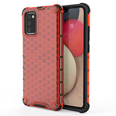 Carcasa Bumper Funda Silicona Transparente 360 Grados AM1 para Samsung Galaxy A03s Rojo