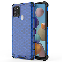 Carcasa Bumper Funda Silicona Transparente 360 Grados AM1 para Samsung Galaxy A21s Azul