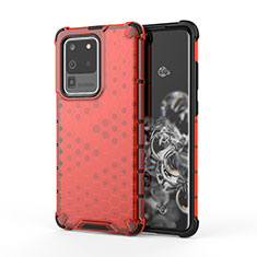 Carcasa Bumper Funda Silicona Transparente 360 Grados AM1 para Samsung Galaxy S20 Ultra 5G Rojo