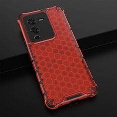 Carcasa Bumper Funda Silicona Transparente 360 Grados AM1 para Vivo V25 Pro 5G Rojo