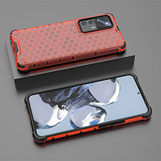 Carcasa Bumper Funda Silicona Transparente 360 Grados AM1 para Xiaomi Mi 12T 5G Rojo