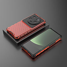 Carcasa Bumper Funda Silicona Transparente 360 Grados AM1 para Xiaomi Mi 13 Ultra 5G Rojo