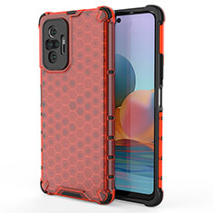 Carcasa Bumper Funda Silicona Transparente 360 Grados AM1 para Xiaomi Redmi Note 10 Pro Max Rojo