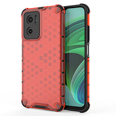 Carcasa Bumper Funda Silicona Transparente 360 Grados AM1 para Xiaomi Redmi Note 11E 5G Rojo