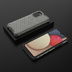 Carcasa Bumper Funda Silicona Transparente 360 Grados AM2 para Samsung Galaxy A02s Negro