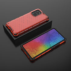 Carcasa Bumper Funda Silicona Transparente 360 Grados AM2 para Samsung Galaxy A91 Rojo