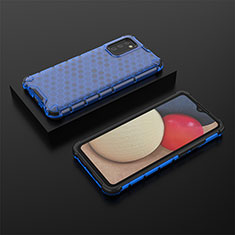 Carcasa Bumper Funda Silicona Transparente 360 Grados AM2 para Samsung Galaxy F02S SM-E025F Azul