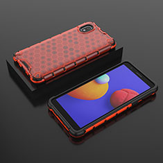 Carcasa Bumper Funda Silicona Transparente 360 Grados AM2 para Samsung Galaxy M01 Core Rojo