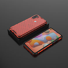 Carcasa Bumper Funda Silicona Transparente 360 Grados AM2 para Samsung Galaxy M11 Rojo