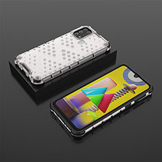 Carcasa Bumper Funda Silicona Transparente 360 Grados AM2 para Samsung Galaxy M21s Blanco