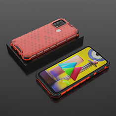 Carcasa Bumper Funda Silicona Transparente 360 Grados AM2 para Samsung Galaxy M21s Rojo