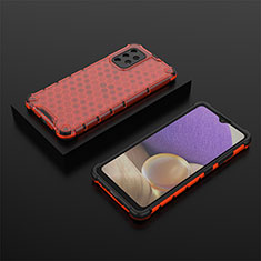 Carcasa Bumper Funda Silicona Transparente 360 Grados AM2 para Samsung Galaxy M32 5G Rojo