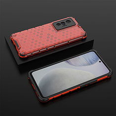 Carcasa Bumper Funda Silicona Transparente 360 Grados AM2 para Vivo X70 5G Rojo
