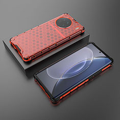 Carcasa Bumper Funda Silicona Transparente 360 Grados AM2 para Vivo X90 5G Rojo