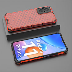 Carcasa Bumper Funda Silicona Transparente 360 Grados AM2 para Xiaomi Redmi 11 Prime 4G Rojo