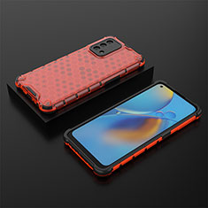 Carcasa Bumper Funda Silicona Transparente 360 Grados AM3 para Oppo A74 4G Rojo